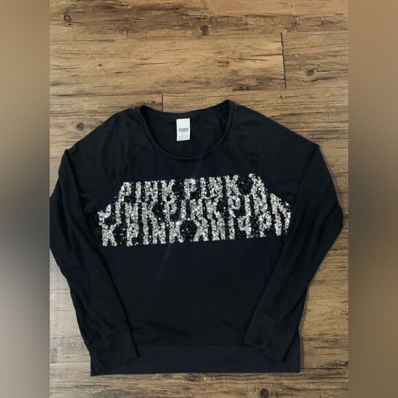 PINK VS SILVER LOGO BLING SWEATSHIRT/ JOGGER PANTS OUTFIT SET M - Picture 12 of 14